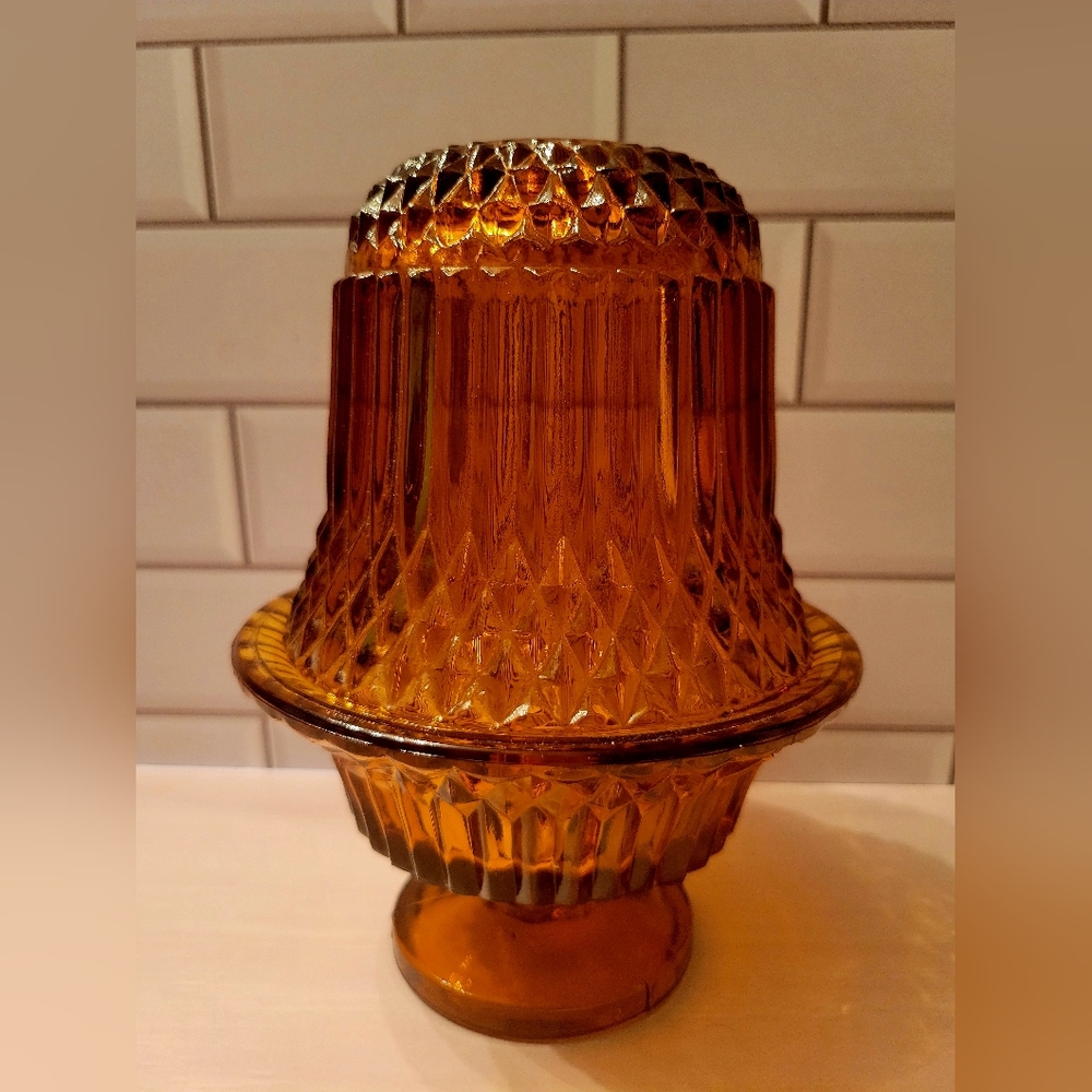Indiana Glass Tiara Diamond Point Fairy Lamp
